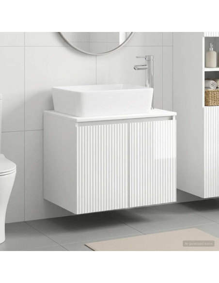 Set di mobili per il bagno Bianco Lucido Legno ingegnerizzato