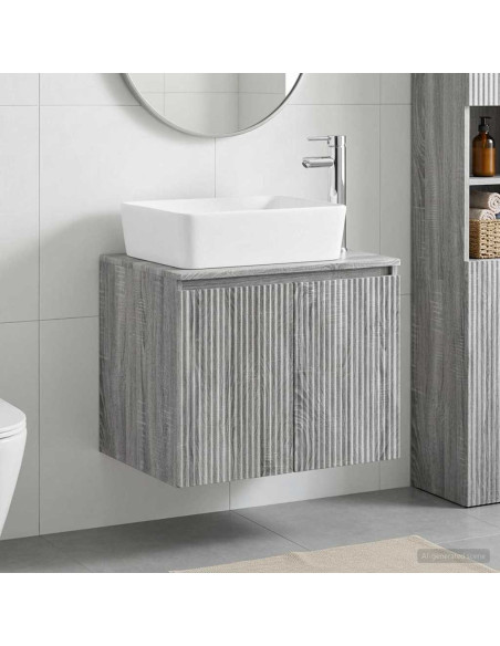 Set di mobili per il bagno Sonoma grigio Legno ingegnerizzato