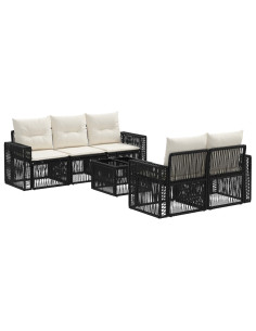 Set Divano da Giardino 6 pz Nero polyrattan 2