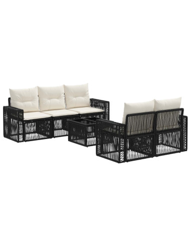 Set Divano da Giardino 6 pz Nero polyrattan
