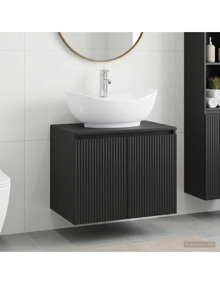 Set di mobili per il bagno Nero Legno ingegnerizzato