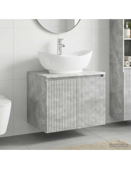 Set di mobili per il bagno Grigio Cemento Legno ingegnerizzato