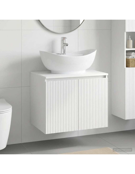 Set di mobili per il bagno Bianco Lucido Legno ingegnerizzato