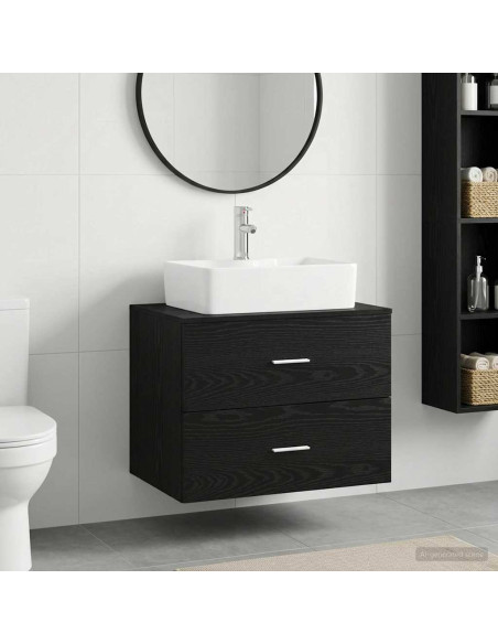 Set di mobili per il bagno Rovere Nero Legno ingegnerizzato