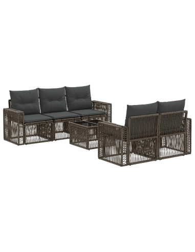 Set Divano da Giardino 6 pz Grigio polyrattan