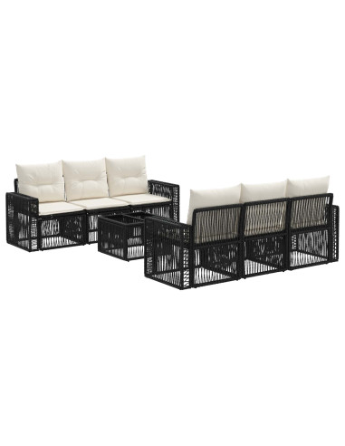 Set Divano da Giardino 7 pz Nero polyrattan