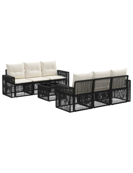 Set Divano da Giardino 7 pz Nero polyrattan