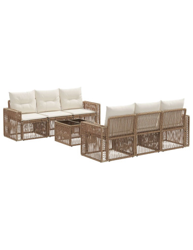Set Divano da Giardino 7 pz Beige polyrattan