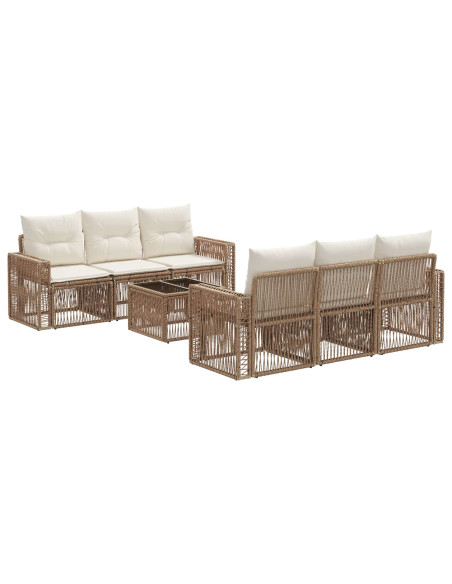 Set Divano da Giardino 7 pz Beige polyrattan