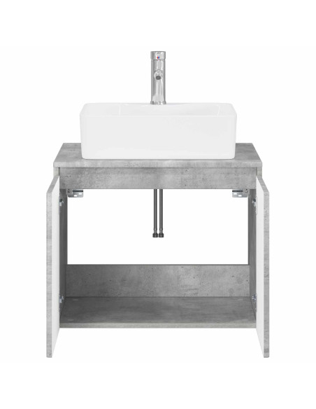 Set di mobili per il bagno Grigio Cemento Legno ingegnerizzato