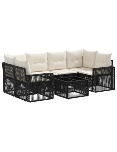 Set Divano da Giardino 7 pz Nero polyrattan 2