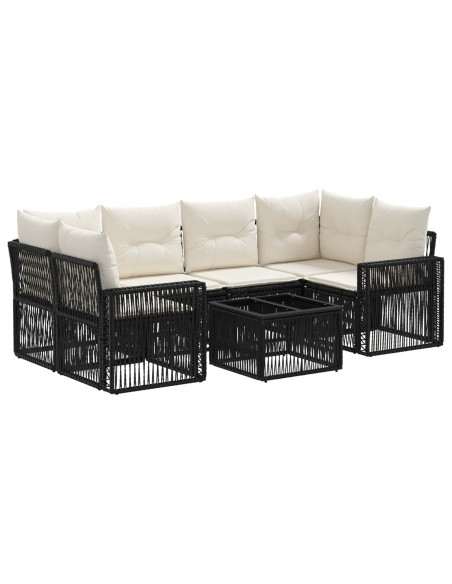 Set Divano da Giardino 7 pz Nero polyrattan