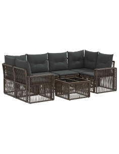 Set Divano da Giardino 7 pz Grigio polyrattan 2