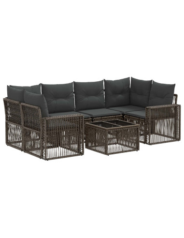 Set Divano da Giardino 7 pz Grigio polyrattan