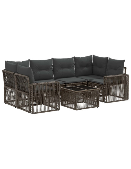 Set Divano da Giardino 7 pz Grigio polyrattan