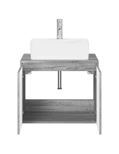 Set di mobili per il bagno Sonoma grigio Legno ingegnerizzato