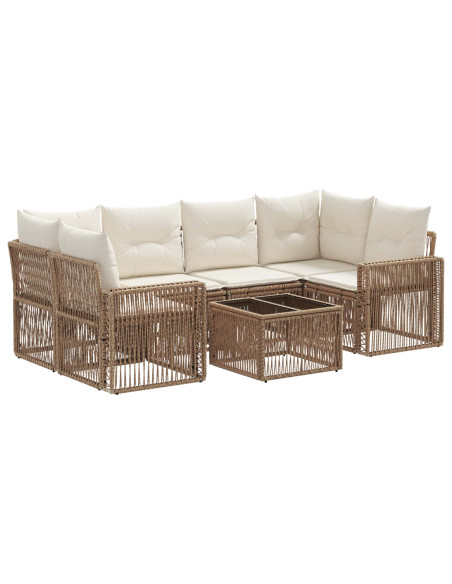 Set Divano da Giardino 7 pz Beige polyrattan