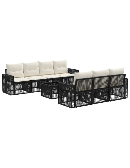 Set Divano da Giardino 8 pz Nero polyrattan