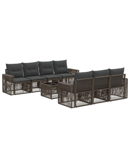 Set Divano da Giardino 8 pz Grigio polyrattan