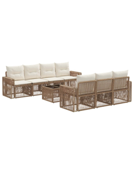 Set Divano da Giardino 8 pz Beige polyrattan