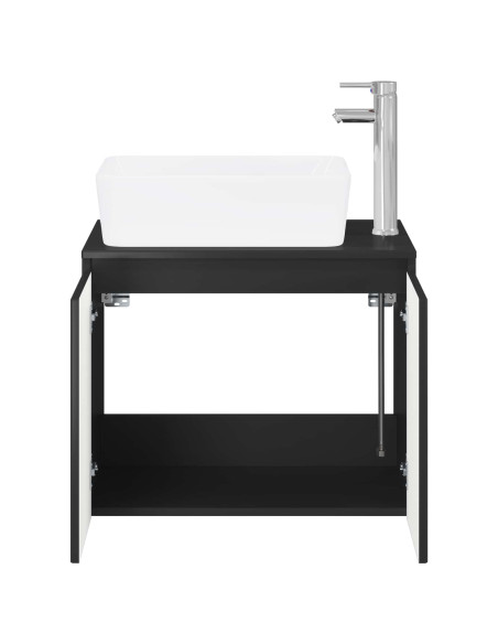 Set di mobili per il bagno Nero Legno ingegnerizzato