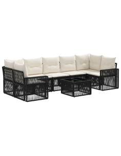 Set Divano da Giardino 8 pz Nero polyrattan 2