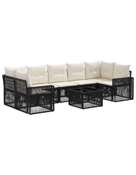 Set Divano da Giardino 8 pz Nero polyrattan