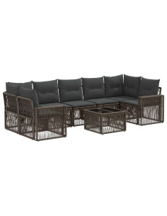 Set Divano da Giardino 8 pz Grigio polyrattan 2