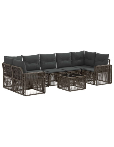 Set Divano da Giardino 8 pz Grigio polyrattan
