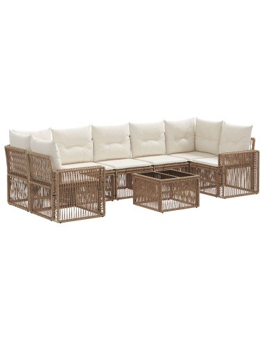 Set Divano da Giardino 8 pz Beige polyrattan