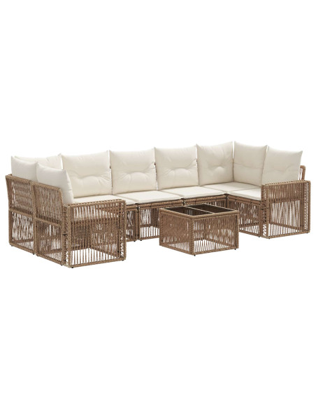 Set Divano da Giardino 8 pz Beige polyrattan