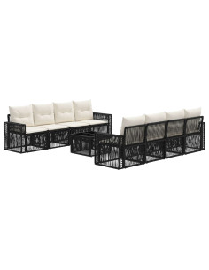 Set Divano da Giardino 9 pz Nero polyrattan 2
