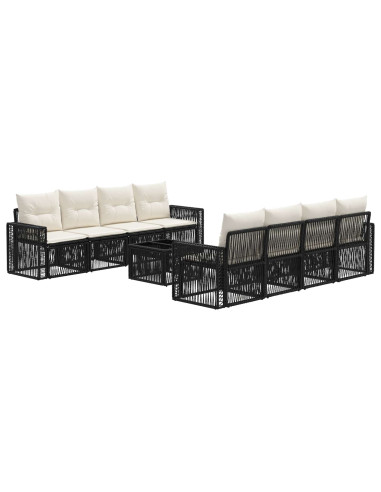 Set Divano da Giardino 9 pz Nero polyrattan