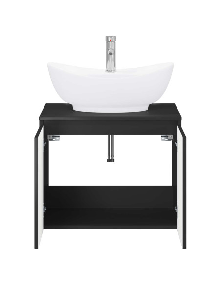 Set di mobili per il bagno Nero Legno ingegnerizzato