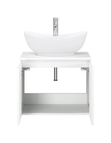 Set di mobili per il bagno Bianco Lucido Legno ingegnerizzato