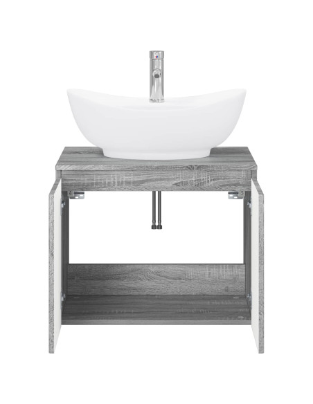 Set di mobili per il bagno Sonoma grigio Legno ingegnerizzato