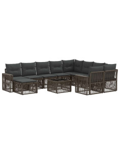 Set Divano da Giardino 11 pz Grigio polyrattan 2