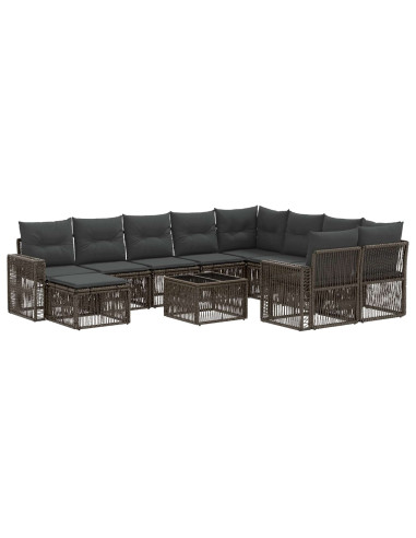 Set Divano da Giardino 11 pz Grigio polyrattan