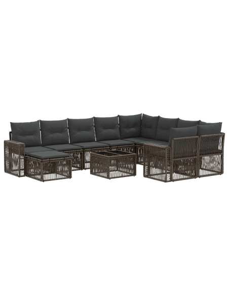 Set Divano da Giardino 11 pz Grigio polyrattan
