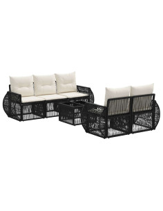 Set Divano da Giardino 6 pz Nero polyrattan 2