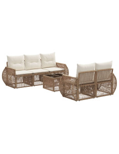 Set Divano da Giardino 6 pz Beige polyrattan 2