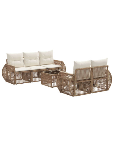 Set Divano da Giardino 6 pz Beige polyrattan