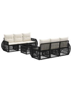 Set Divano da Giardino 7 pz Nero polyrattan 2