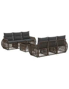 Set Divano da Giardino 7 pz Grigio polyrattan 2