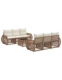 Set Divano da Giardino 7 pz Beige polyrattan 2
