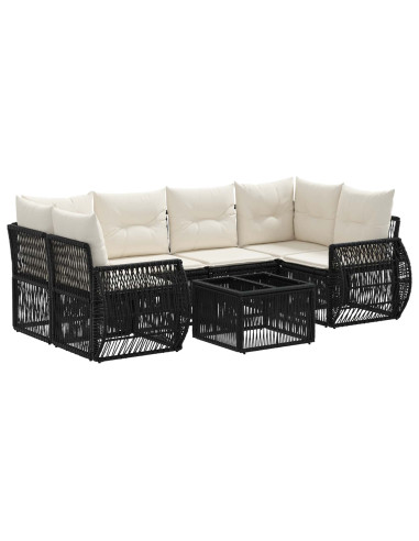 Set Divano da Giardino 7 pz Nero polyrattan