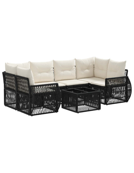 Set Divano da Giardino 7 pz Nero polyrattan