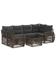Set Divano da Giardino 7 pz Grigio polyrattan 2