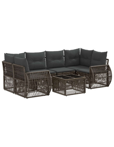 Set Divano da Giardino 7 pz Grigio polyrattan