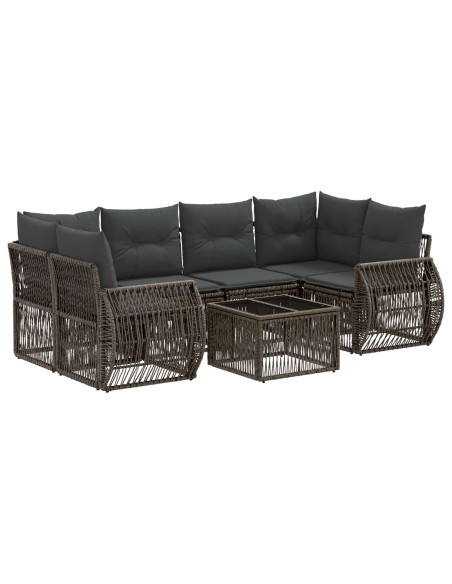 Set Divano da Giardino 7 pz Grigio polyrattan